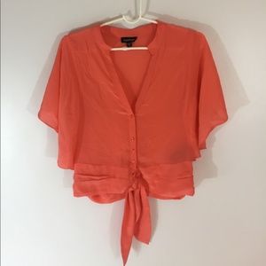 Bebe 💯 SILK tie-front blouse